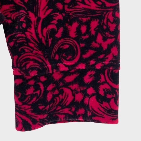 Karen Scott Sport Women Jacket XL Burgundy Velvet-Look Paisley Zip Front Pockets - Picture 8 of 13